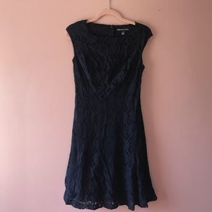 Navy Blue Lace knee length dress